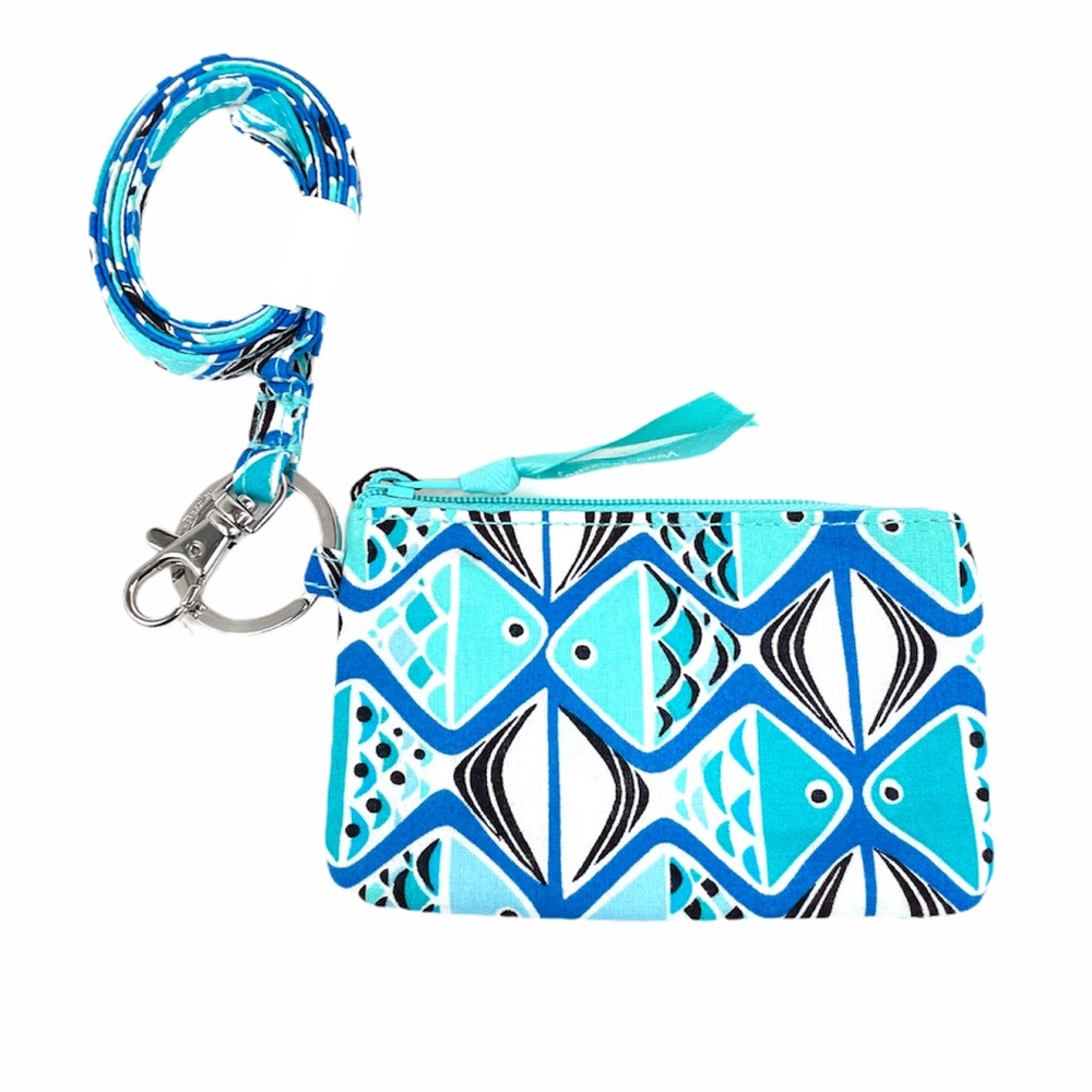 Vera Bradley Zip ID Case & Lanyard Go Fish Blue